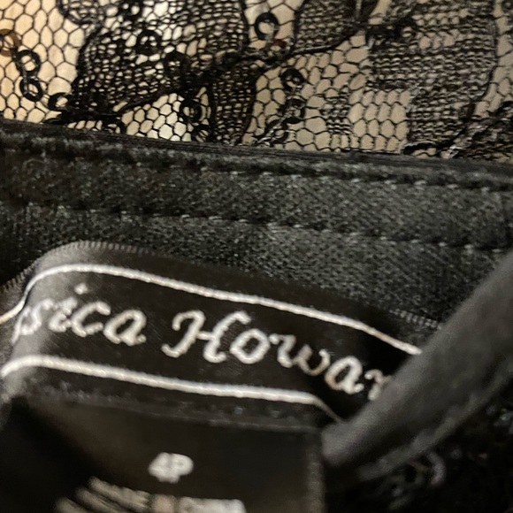 Jessica Howard Women’s Size 4P Sequin Lace Evening Cocktail  Black Dress - Picture 5 of 8